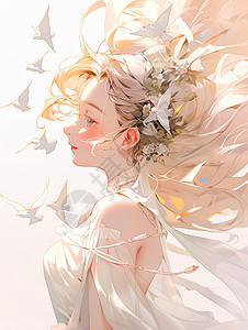 白发仙女的艺术插图背景图片