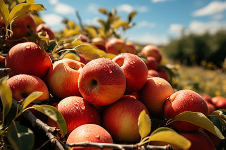 乡村农业种植的苹果果园高清图片