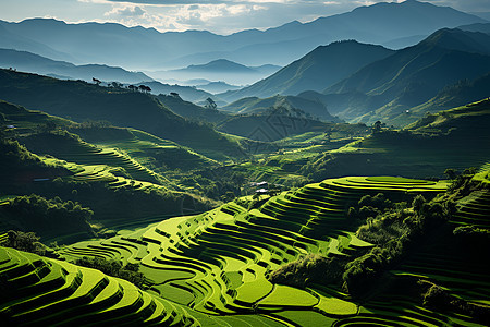 乡村农业种植的梯田图片