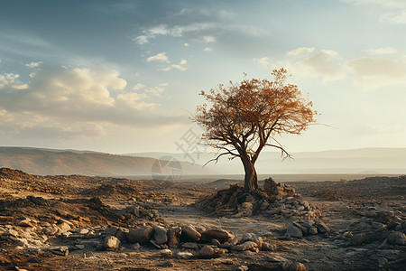 枯萎的荒漠树木图片