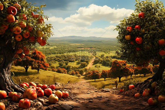 硕果累累的农业苹果农场图片