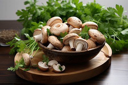 准备烹饪美食的蘑菇食材图片