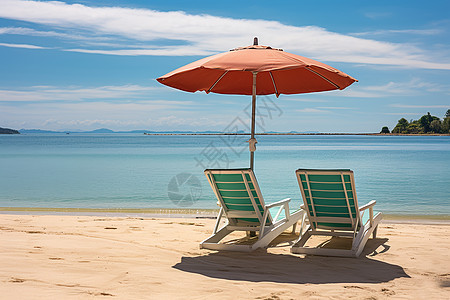 夏季度假海滩的美丽景观背景图片