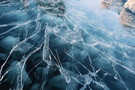 雾凇冰湖的自然景观背景图片