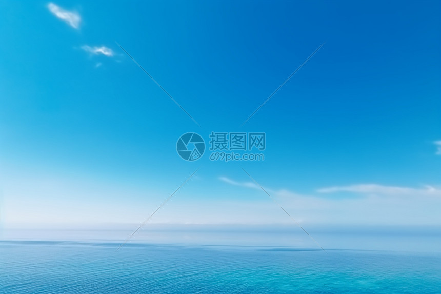 清澈蔚蓝的海天一色景观图片