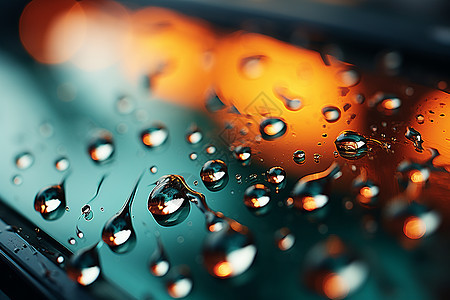 玻璃上的雨水雨滴背景图片