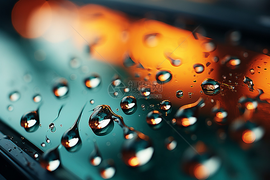 玻璃上的雨水雨滴图片