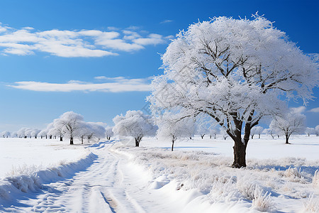 冬天的雪地道路图片