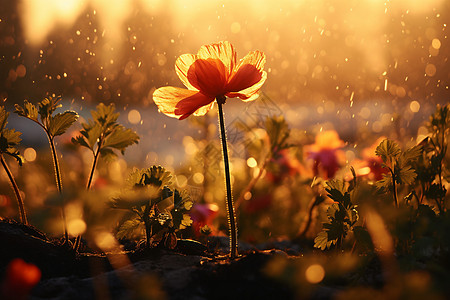 阳光下一朵盛放的花图片