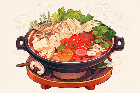 锅中的美食盛宴背景图片