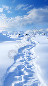雪中的一条足迹图片