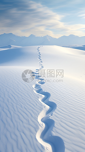 雪地上留下的足迹图片