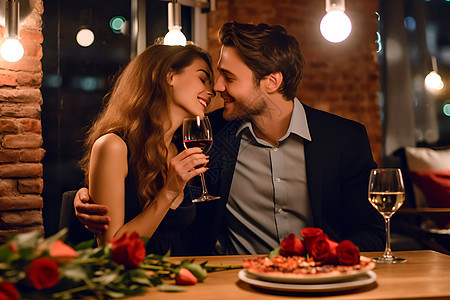 情侣喝着红酒背景图片