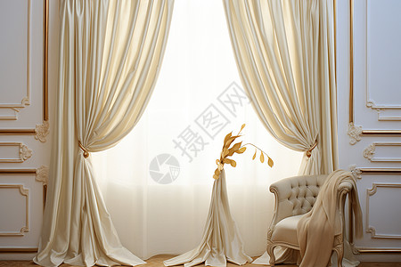 室内奢华的窗帘背景图片