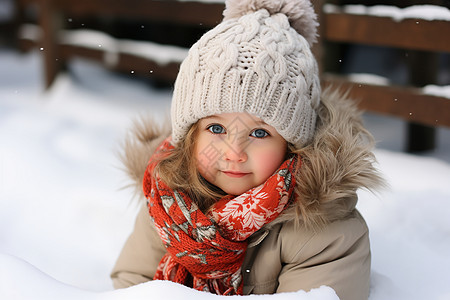 雪地玩乐的女孩背景图片