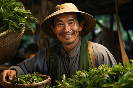 茶园愉悦的老年男士图片