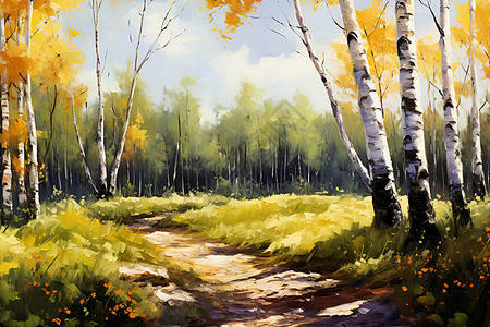 秋季树林中的小路背景图片