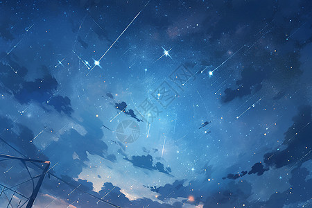 云层中的美丽流星背景图片