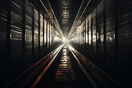 一列火车在隧道中行驶背景图片
