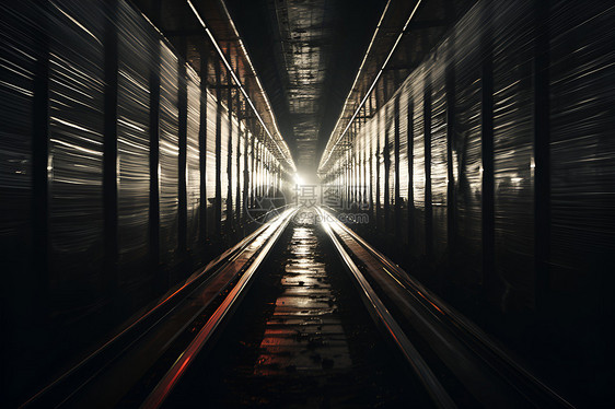 一列火车在隧道中行驶图片