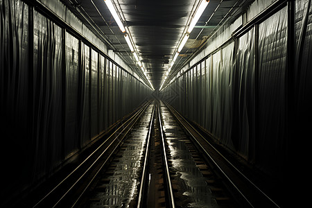 黑暗中的火车隧道背景图片