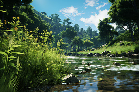 青青的小河背景图片