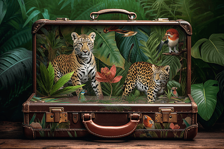 丛林主题手提箱图片
