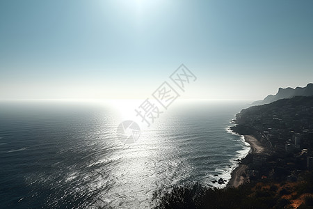 峭壁下的海景图片