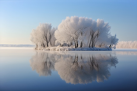 冰雪覆盖的树林背景