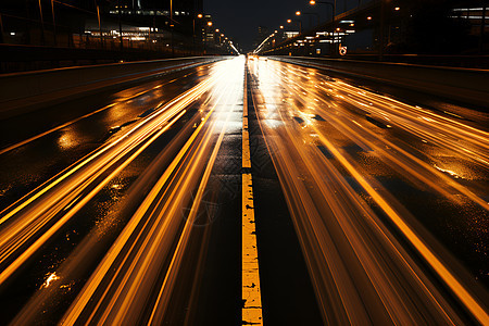 夜晚繁忙的城市道路图片