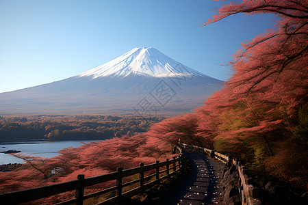 雪山下的湖泊图片