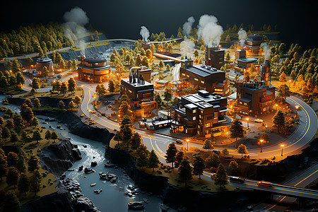 环岛工厂模型图片