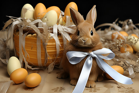 复活节兔子与彩蛋图片