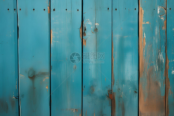 褪色的蓝色木板墙壁图片