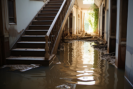 水灾后的房屋图片