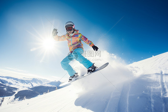 阳光下滑雪的女人图片