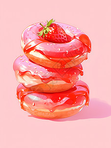 美味的草莓甜甜圈图片