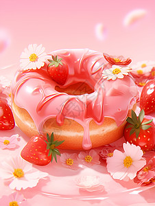 精致的草莓甜甜圈图片