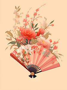 花团锦簇的艺术扇面图片