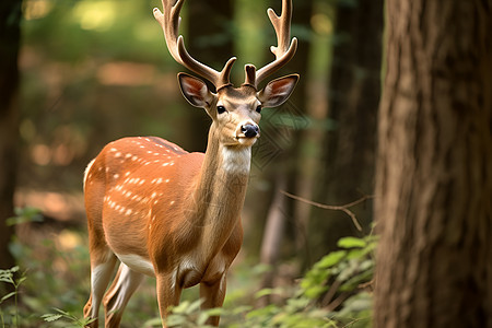 林中白尾鹿背景图片