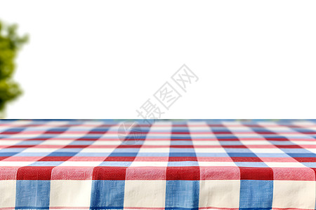 夏野餐红白蓝格子桌布图片