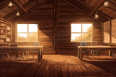 木质结构教室背景图片