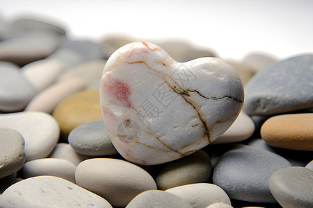 一颗心形石头放在石堆上图片
