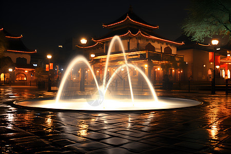 夜幕下的喷泉图片