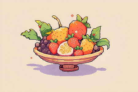 小果篮里的水果图片