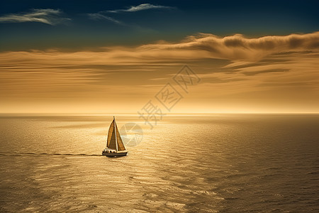 一只小船海上航行背景图片