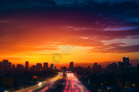 黄昏的城市公路背景图片