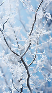 树枝上的霜雪图片