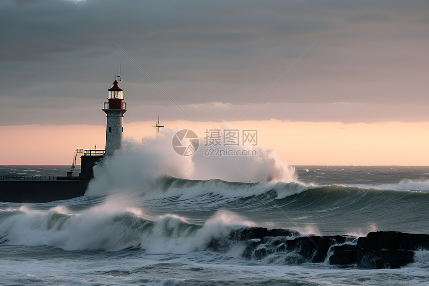 海浪拍打图片