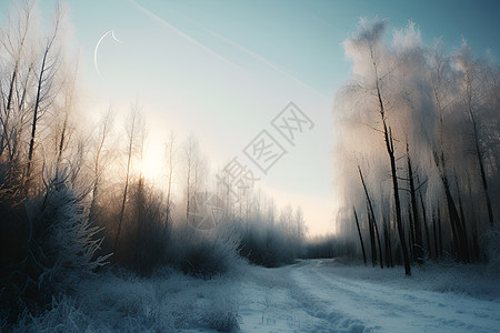 白雪皑皑森林图片